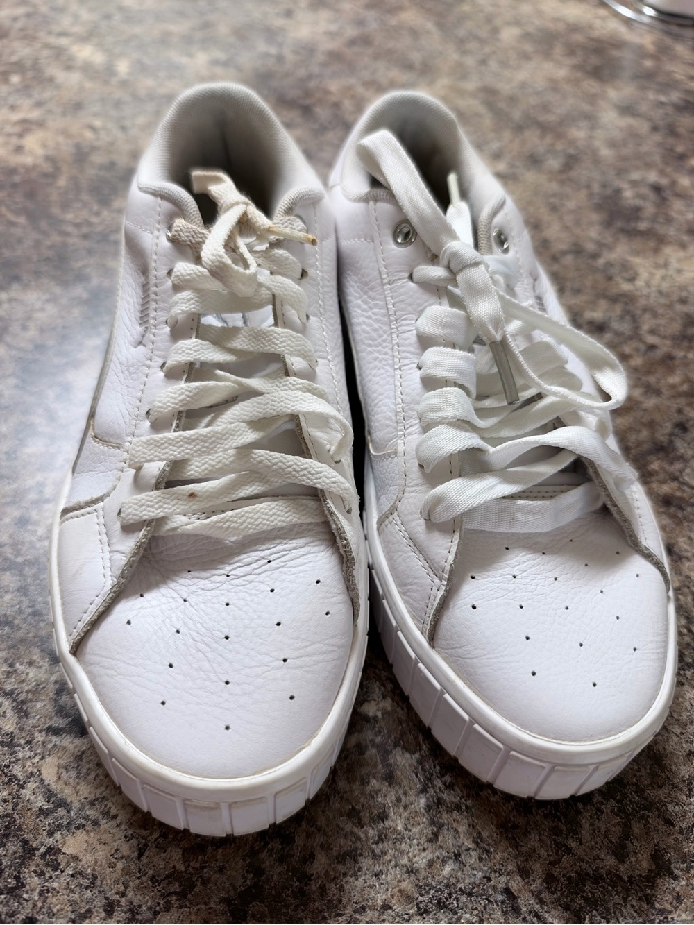 Puma White Leather Low-Top Sneakers